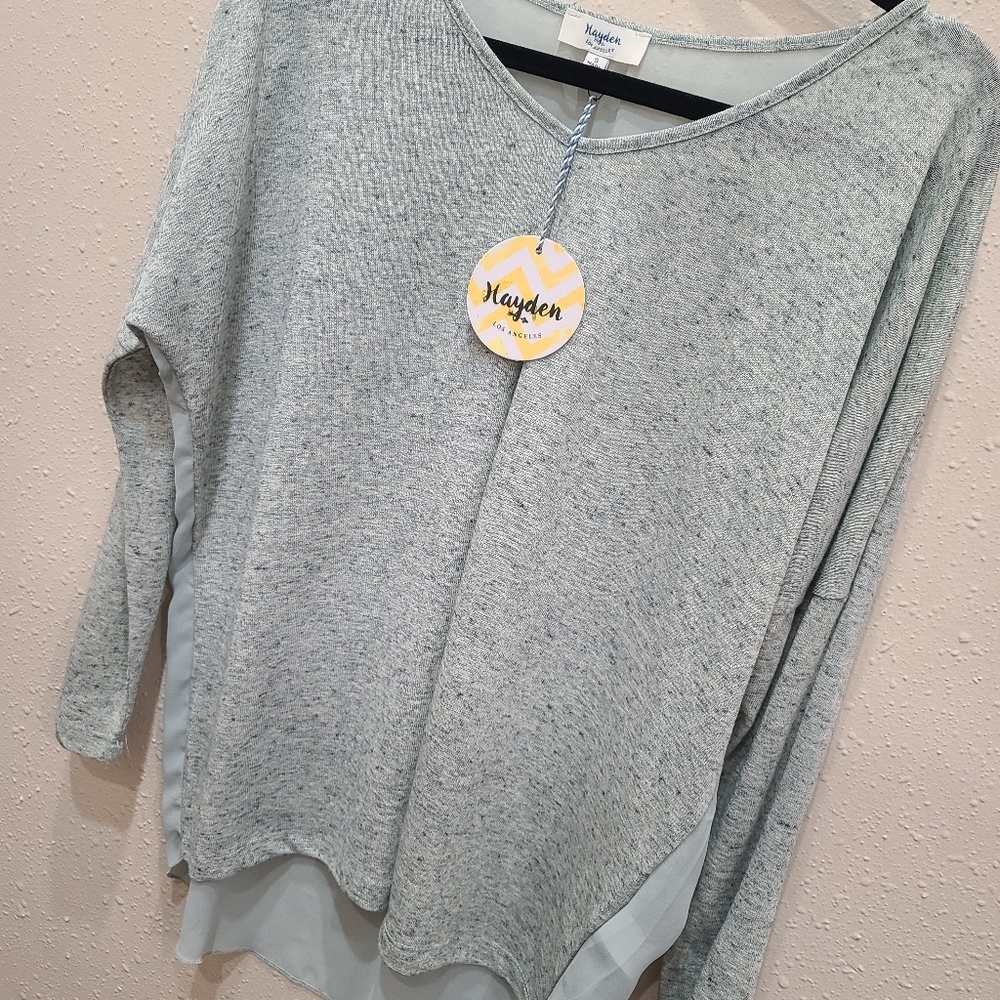 Muted mint long sleeve sheer top